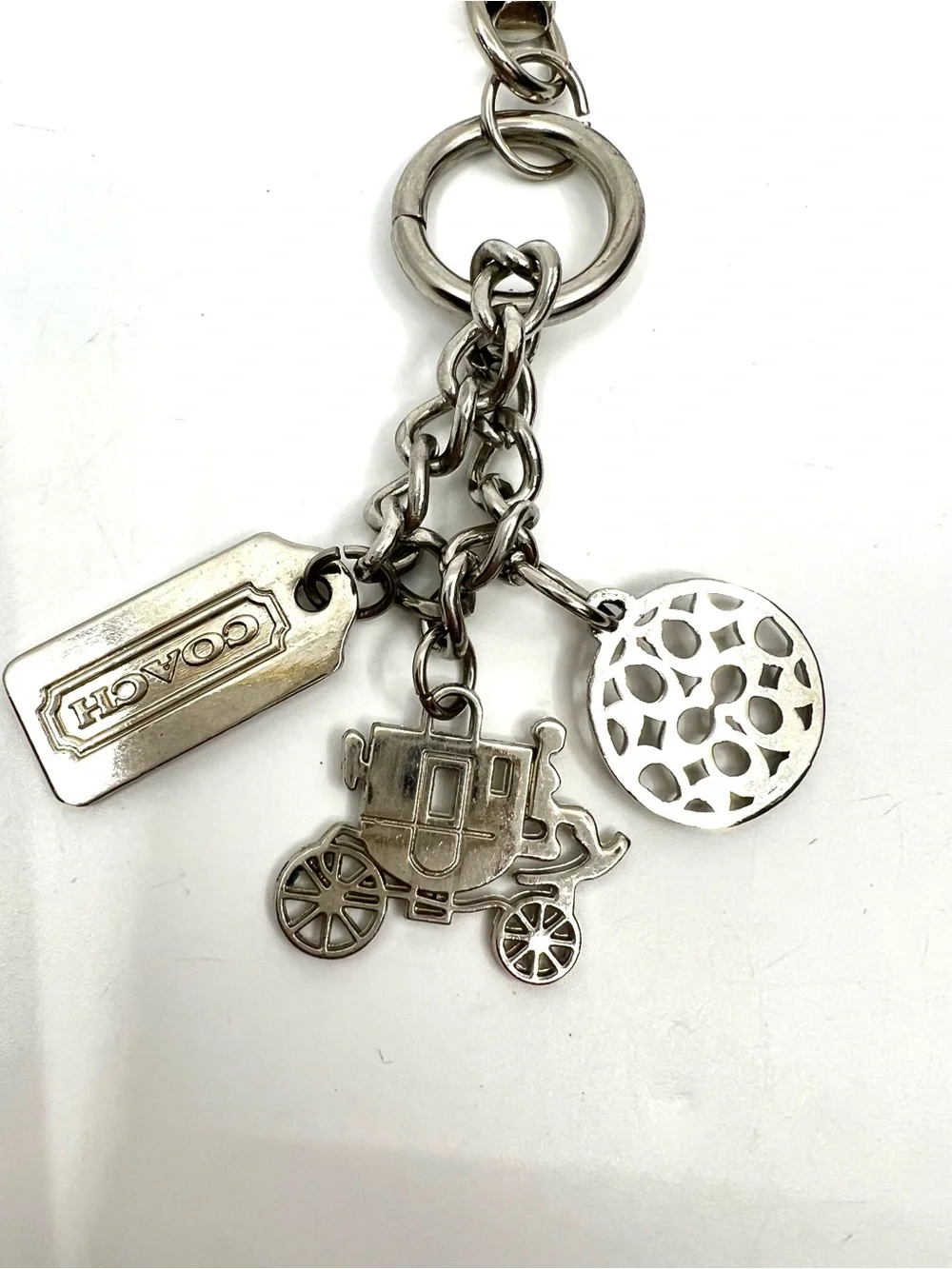 Coach Horse And Carriage Silver Tone Bag Charm Key Chain